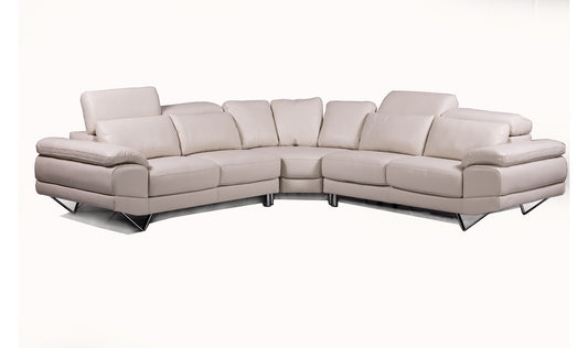 The Dennis corner couch in full leather with adjustable headrests and cream leather.