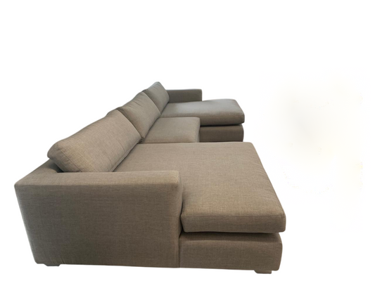 Grey fabric modular sofa in 3 pieces measures 3.4m L