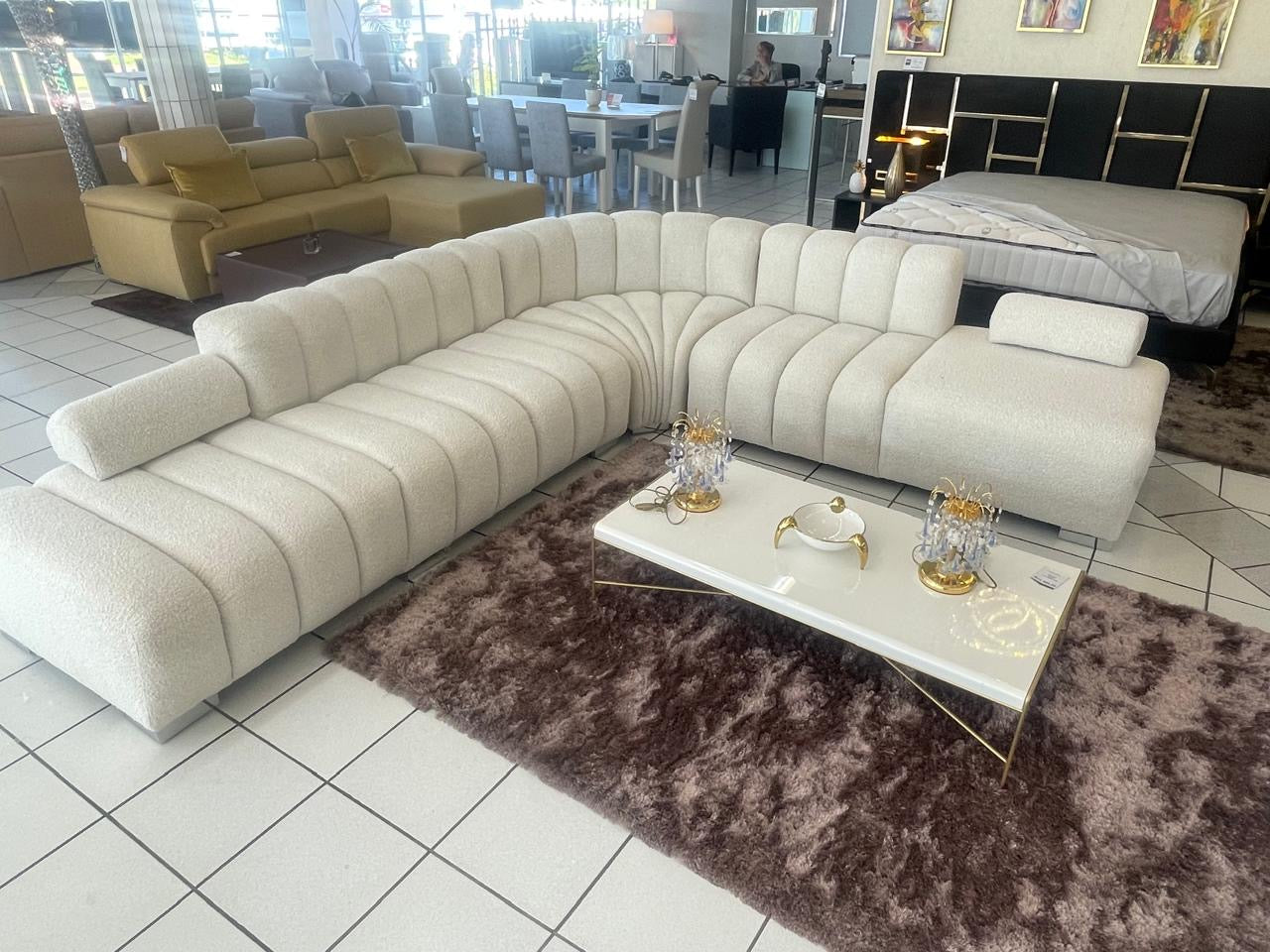 La Vie corner couch in off white boucle fabric