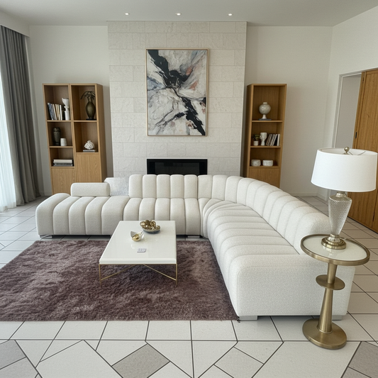 Boucle Corner Couch + Ottoman