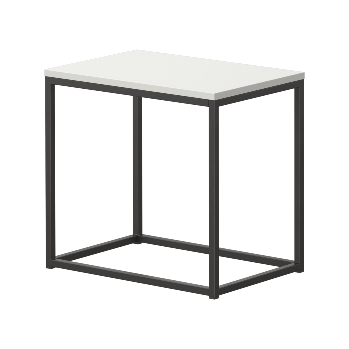 City SIde Table - White or Marble-Like Top with Black Metal Frame 60x40cm