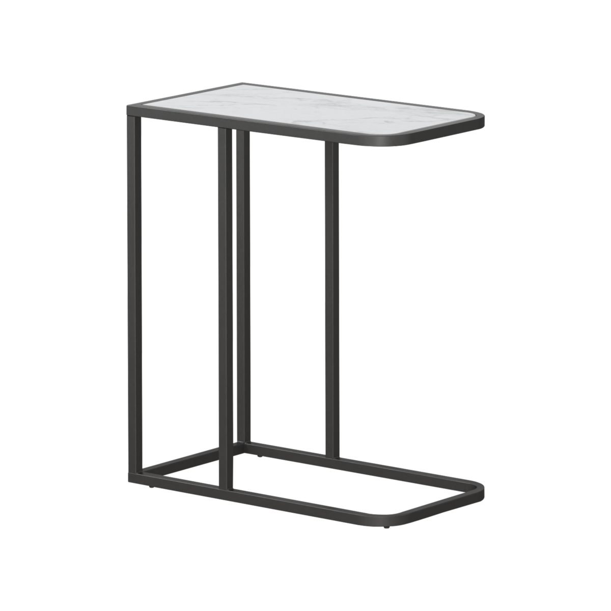 City  Side support table- White or Marble-Like Top with Black Metal Frame