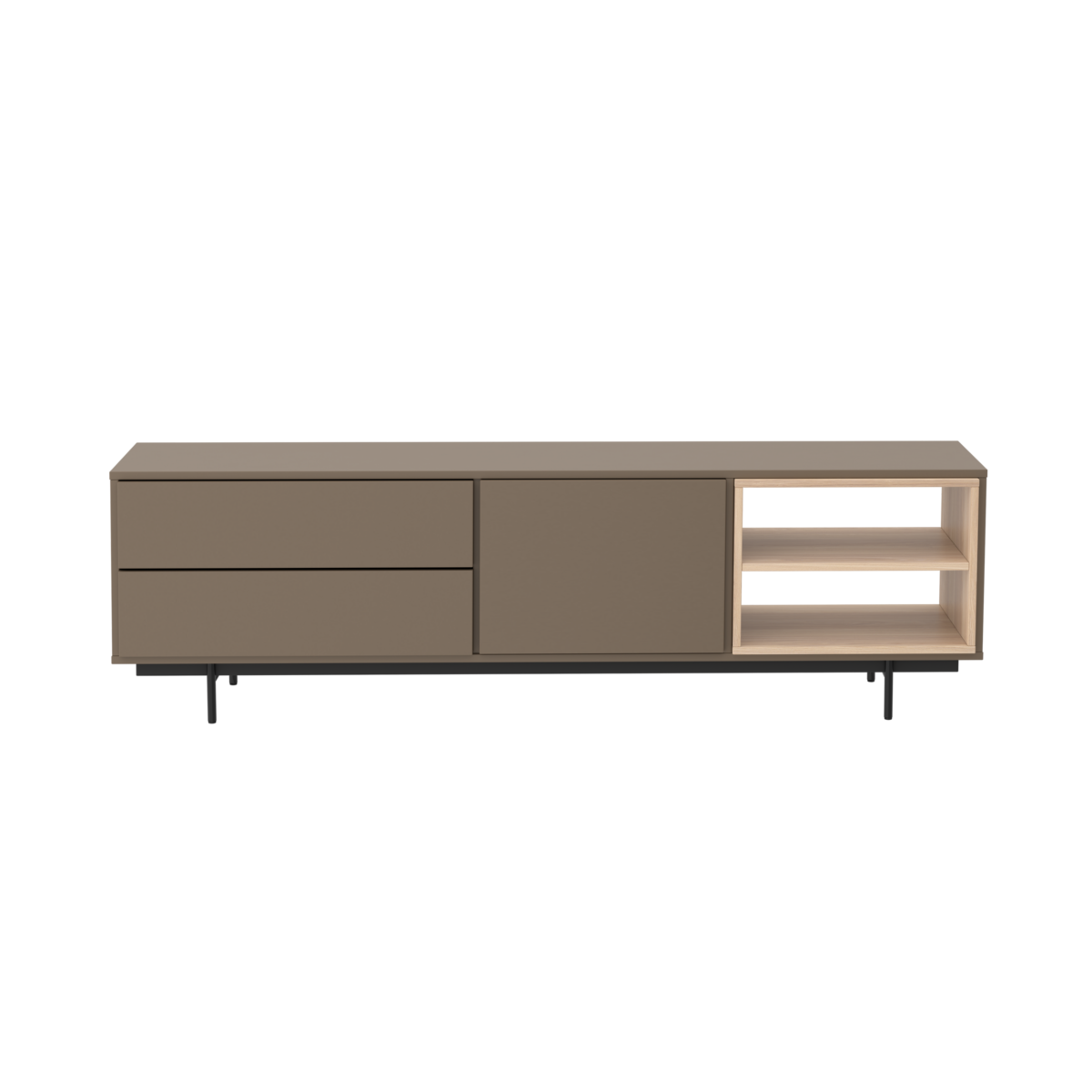 2m length tv stand  with drawers and doors. Cappuccino and light oak wood finish