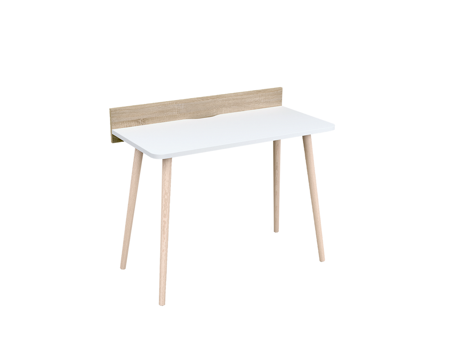 white and light oak wood Scandinavian style desk