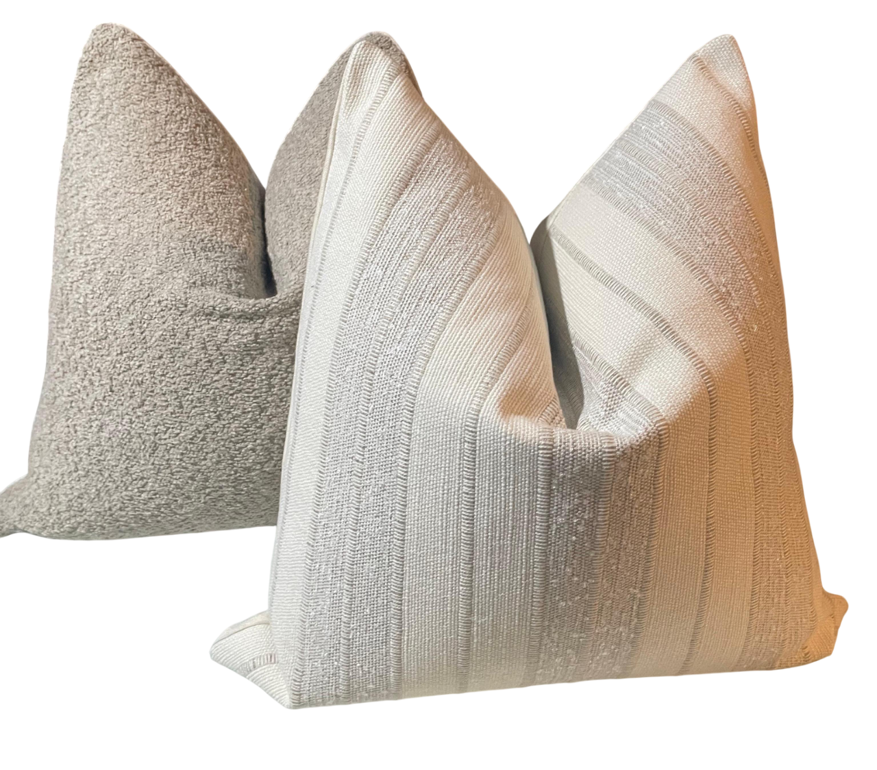 Boucle scatter cushion and textured fabric scatters.