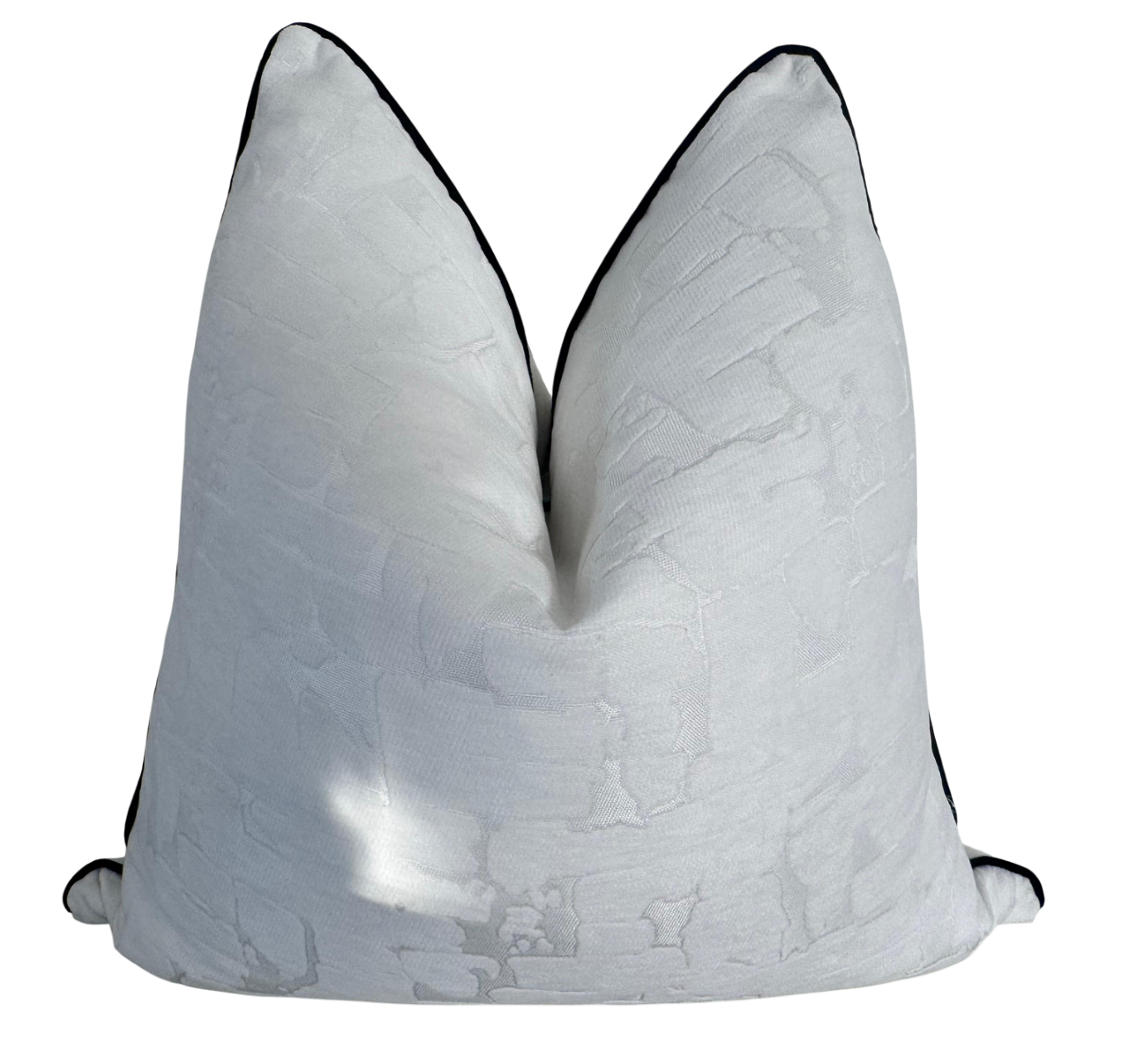 size 60x60, white cushion with black piping