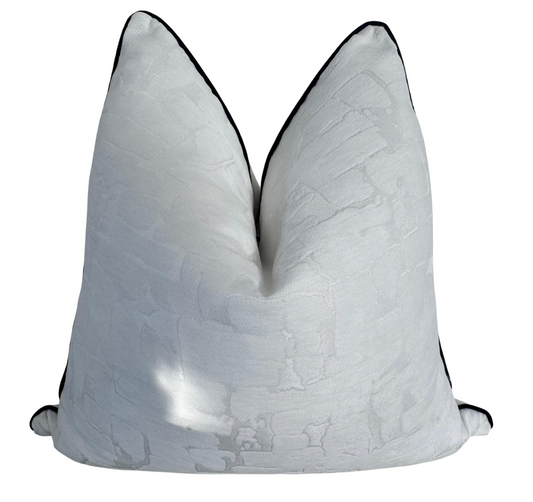 size 60x60, white cushion with black piping