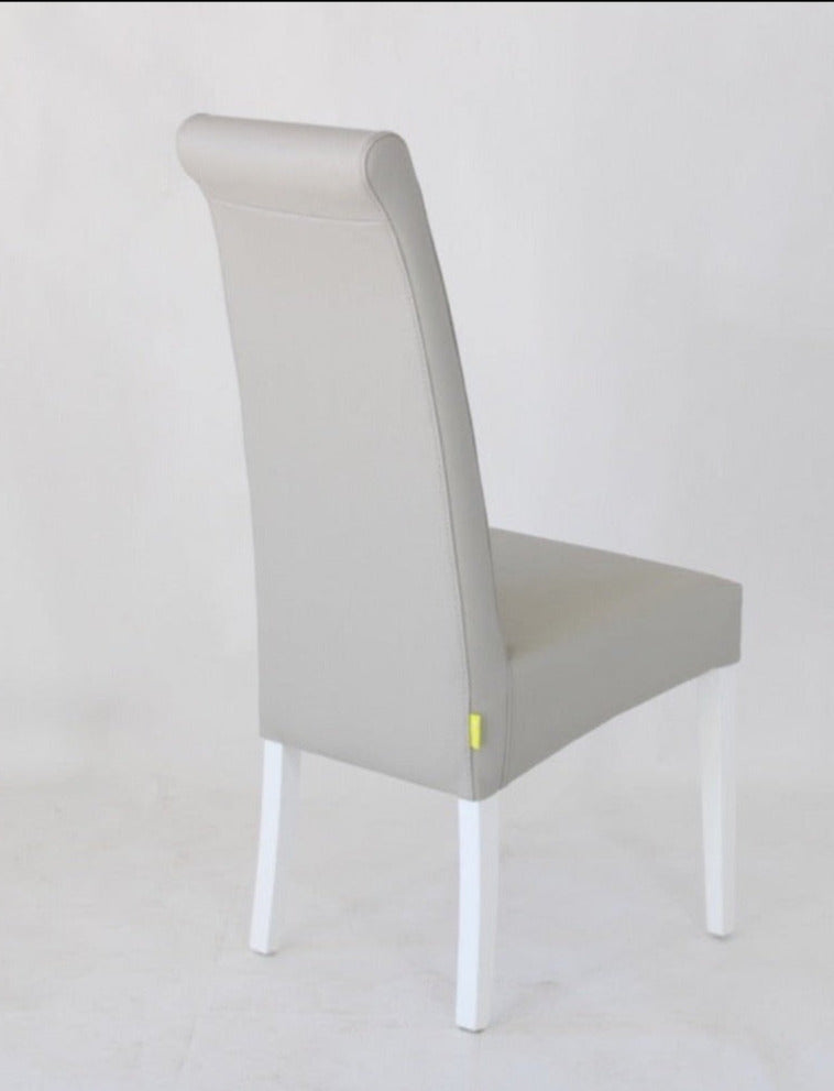 Light grey upholstered dining chair