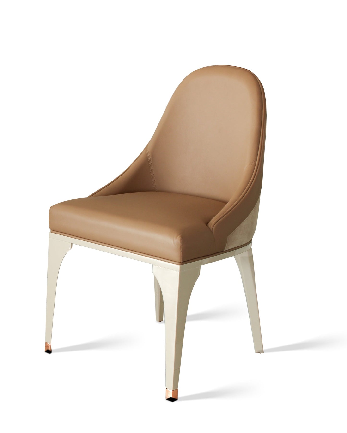 leather and fabric dining chair with gloss legs