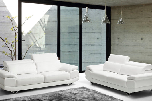 2 seater white leather couches with adjustable headrests