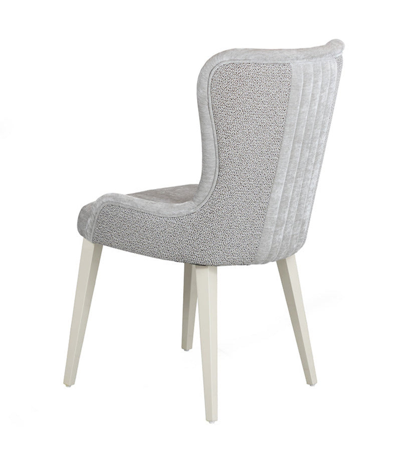 Fabric dining chair with cream wooden legs