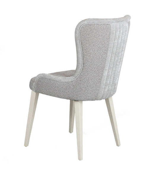 Fabric dining chair with cream wooden legs