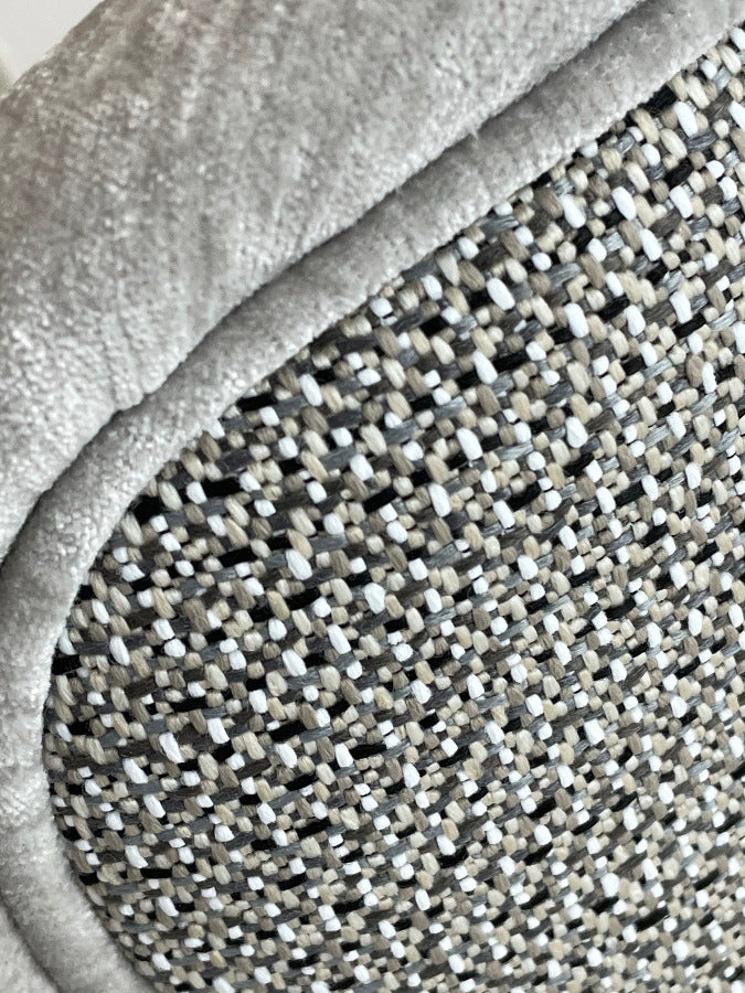 grey fabric detail on dining chair