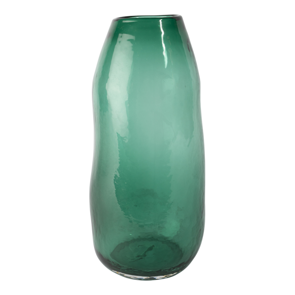 Mouth blown handcrafted decorative glass vases in emerald green