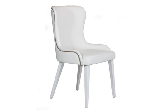 WHITE LEATHER wing back  dining chair with wi