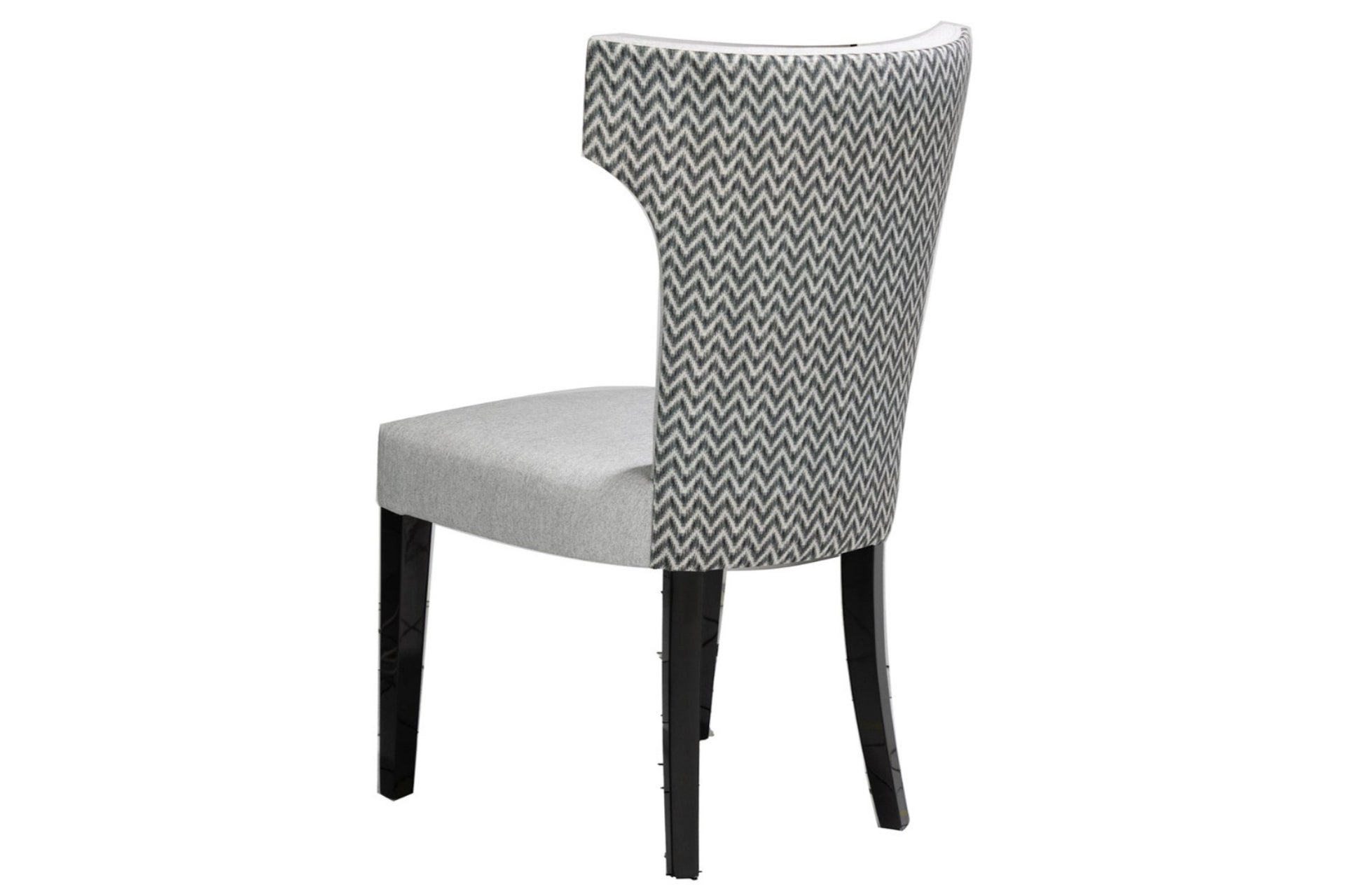 Luxury Fabric wing-back dining chair with gloss black legs