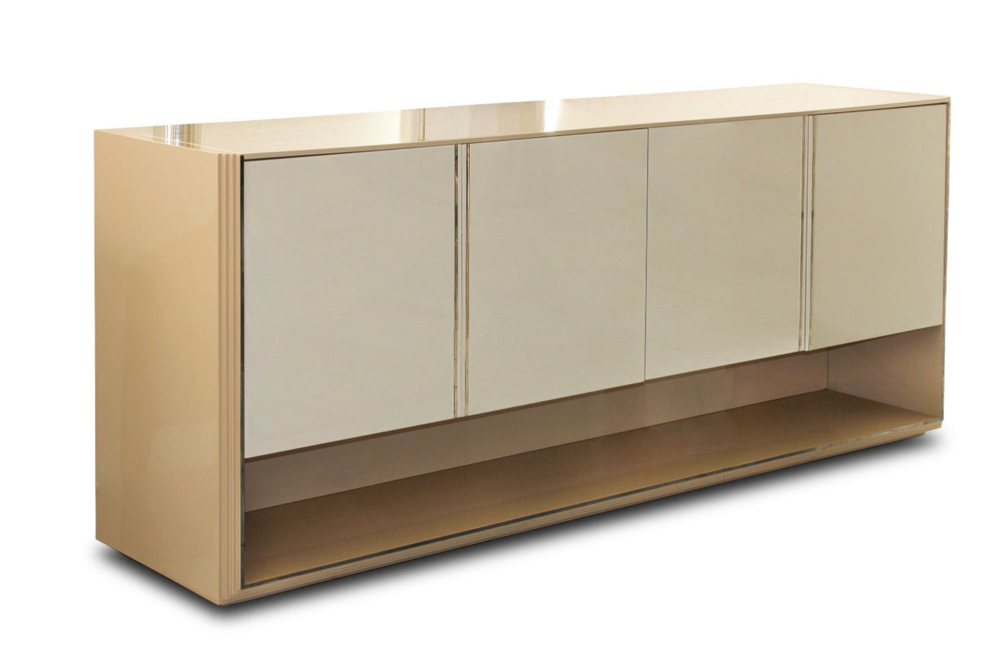 4 Door Sideboard in an Ivory and creme gloss wood finish 