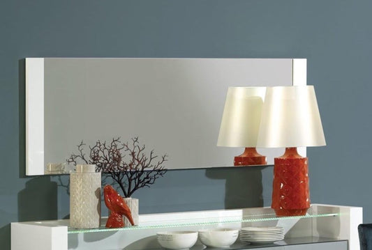 Paris Framed Horizontal Mirror With Matching Sideboard. Framed in White lLacquered Wood.