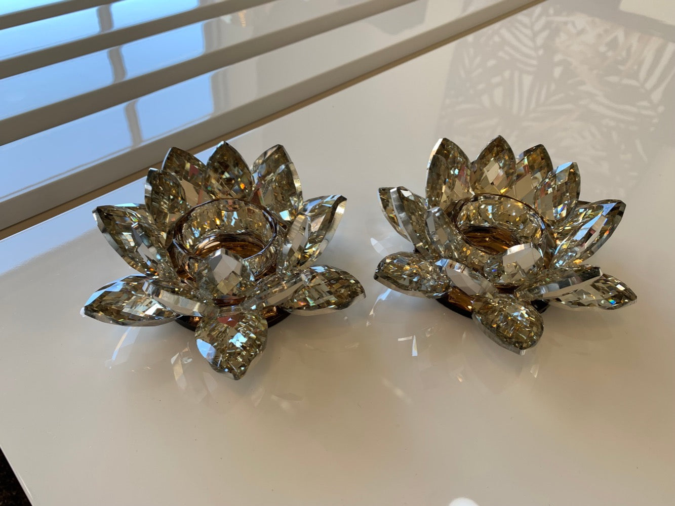 crystal lotus shaped candle holders