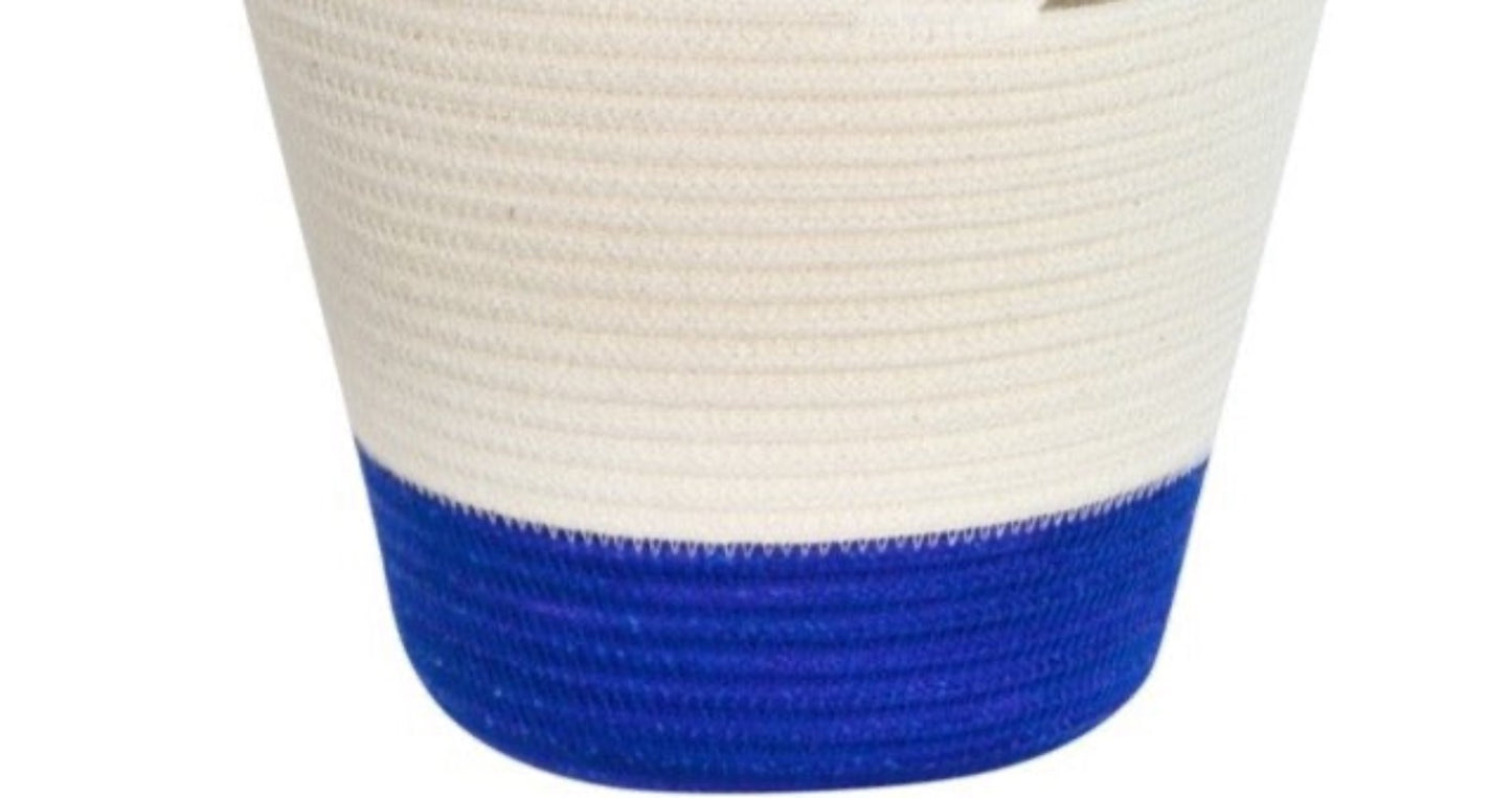 Royal Blue 100% Handwoven Cotton rope planter basket. Mia Melange.