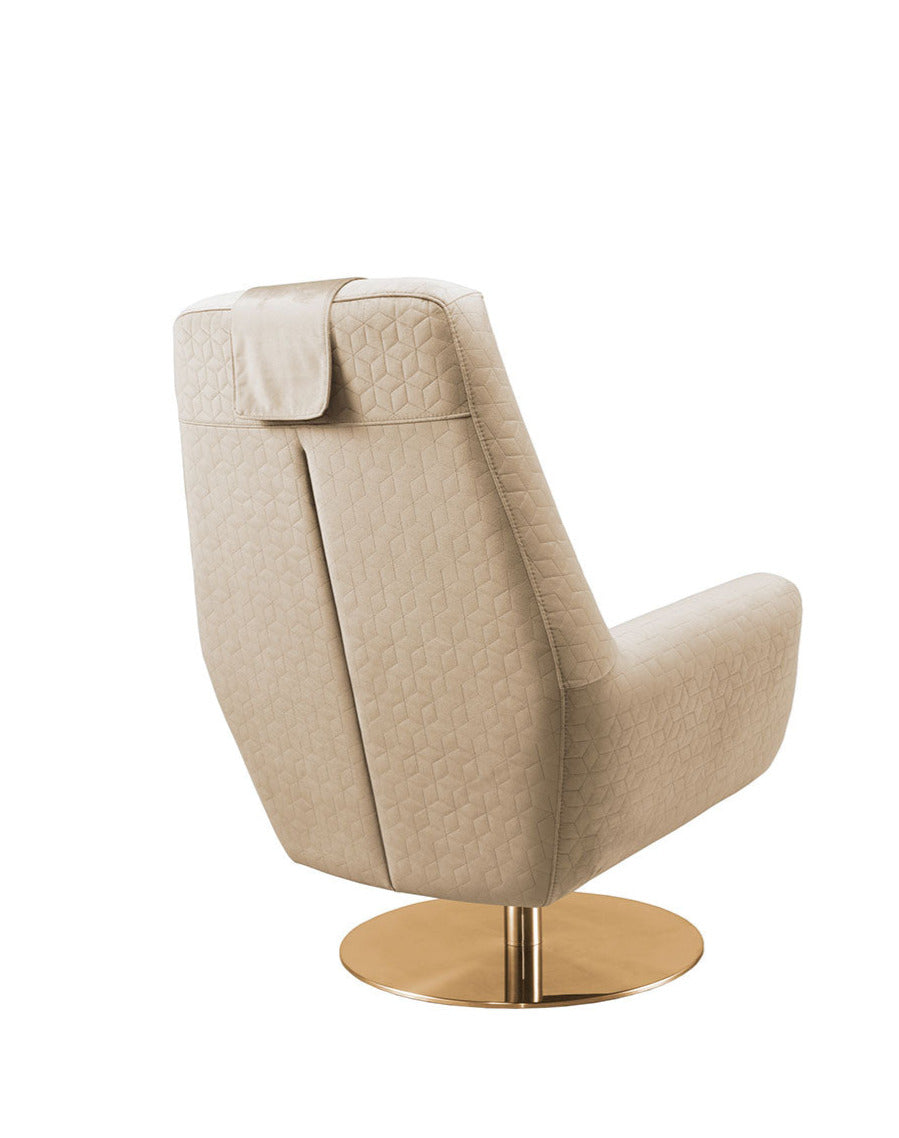 Swivel armchair in upholstered luxury fabric 
