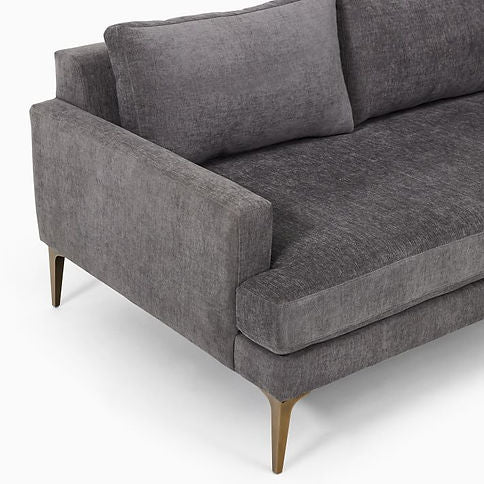 L shape fabric couch in grey fabric option.