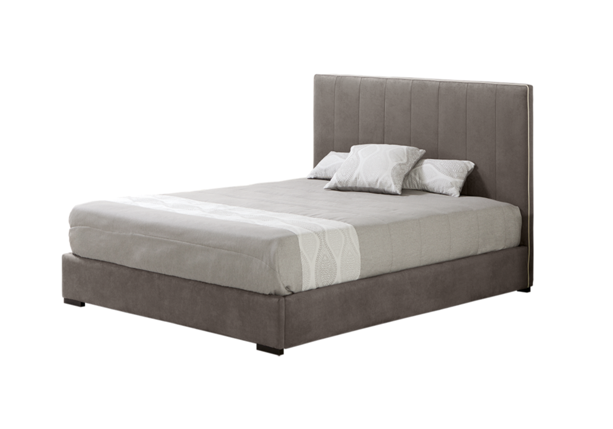 Grey fabric headboard and base bed sets