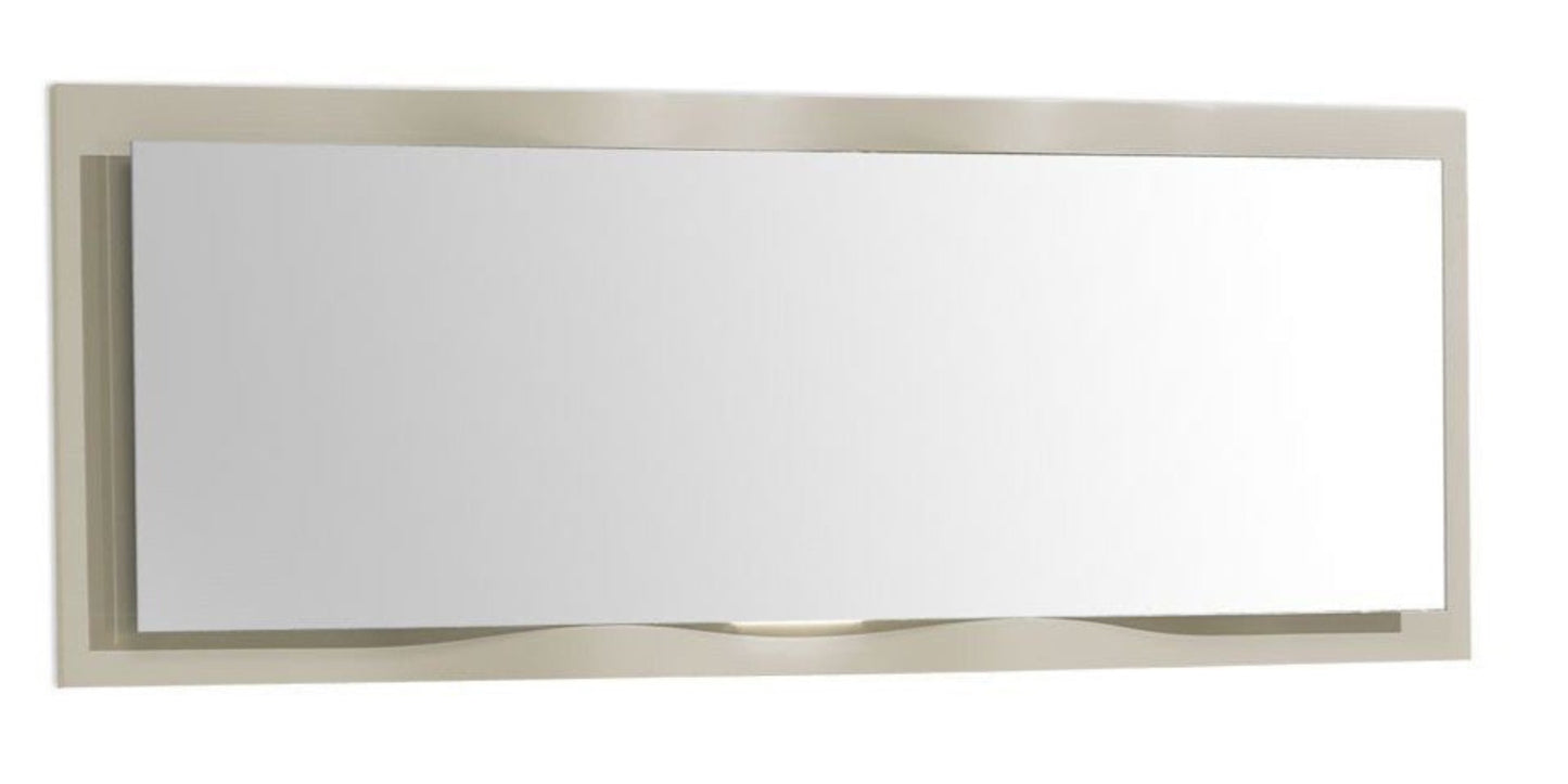 Oporto luxury dining mirror with handcrafted wave design, high gloss wood frame