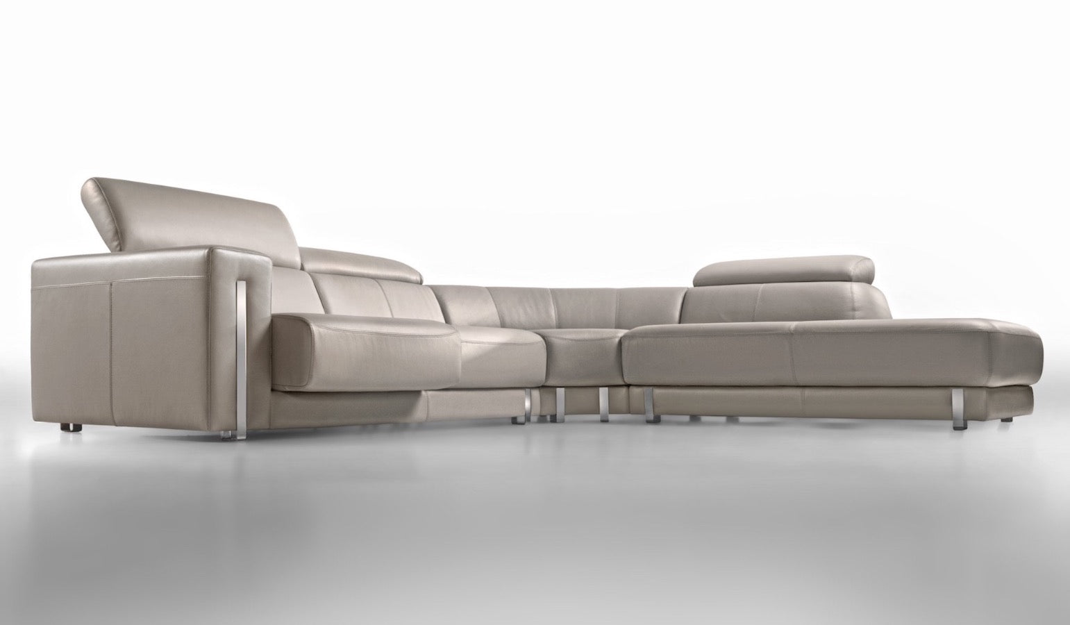 Leather Sofas with Chaise and adjustable headrests